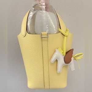 Yellow Leather Tote Bag ( Customized Picotin 18 without logo)